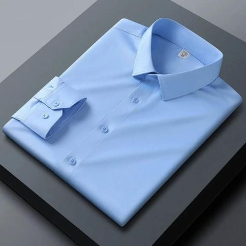 Corporate Quality Office Plain Slim Fit Long Sleeve Shirt-Sky Blue