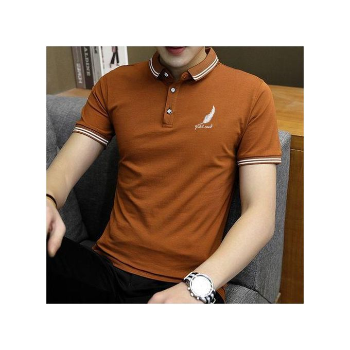Dou-color Men's Polo Shirt Business T-shirt – Brown