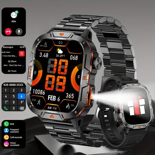 2025 Rugged Smart Watch Men Wireless Call Waterproof Sport